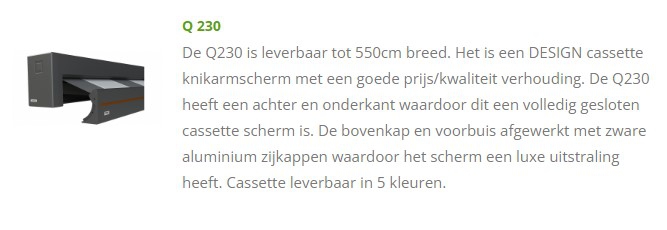 q230 knikarmscherm