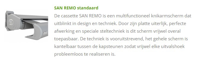 san remo knikarmscherm