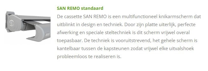 san remo knikarmscherm